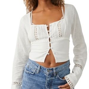 Joi Eyelet Crop Blouse Free People